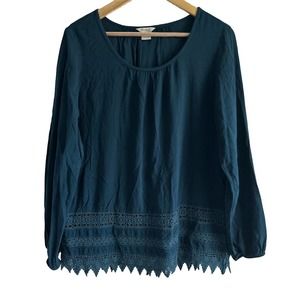 Ariat Womens Size Medium‎ Fall Scoop Neck Long Sleeve Crotchet Tunic Blouse